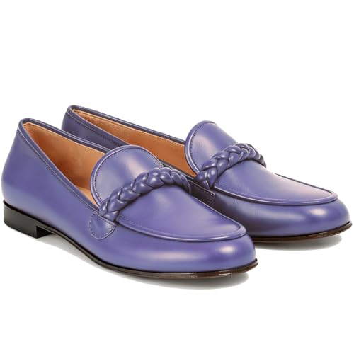 Image of MOOMMO Women Comfortable Suede Loafer Flats Round Closed Toe Slip On Penny Loafers Knitted Strap Oxford Loafer Shoes for Office Ladies Work Daily Casual Club Driver Flats Spring Elegant 4-11 M US