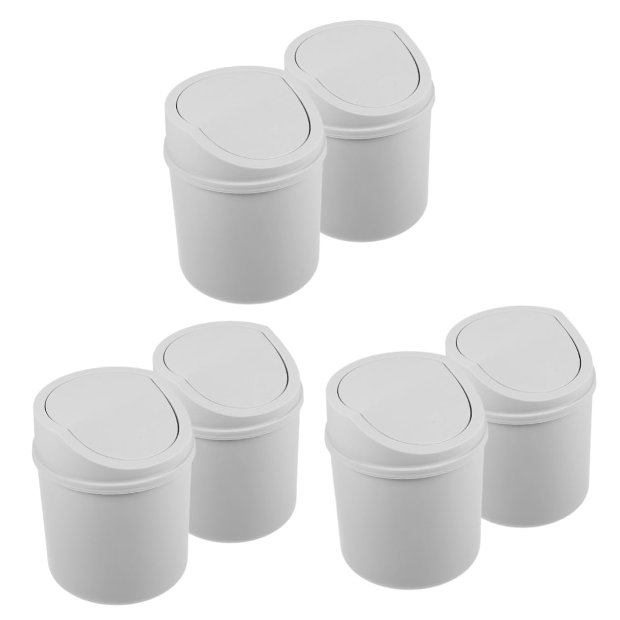 6pcs Compact Recycling Bin for Kitchen Office Mini Swing Lid Trash Can for Daily Use Storing Trash Stationery and More