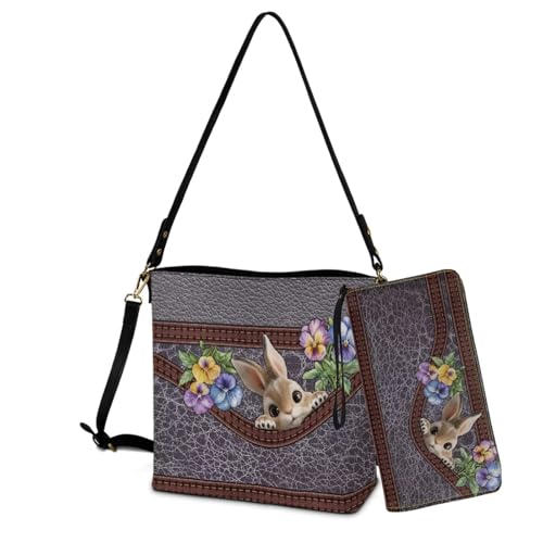 Image of Bucket Crossbody Bag Set for Women Lady, Leather Purse and Wallet Set Large Bucket Bag with Wallet