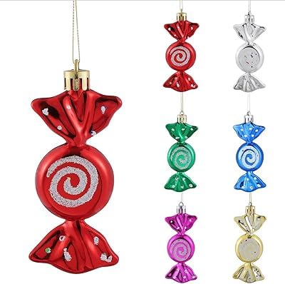 UKDeals Direct® Christmas Candy Decoration Candy Props Christmas Tree Hanging Ornament Candy Baubles 6pcs (Silver) - Image 4