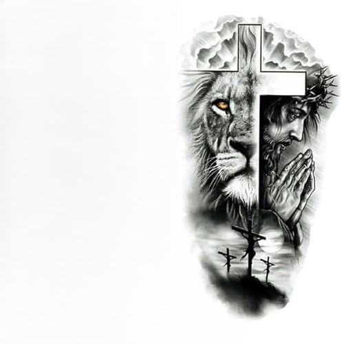 10 X Cross Lion Waterproof Temporary Tattoo Sticker Fake Tatoo
