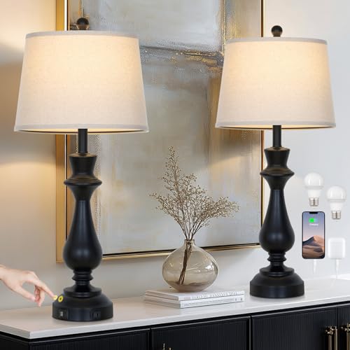luxeflow Modern Black Table Lamps Set of 2 for Living Room,30