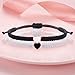 2pcs String Bracelet,Valentines Day Matching Heart Bracelets Set Handmade Woven Bracelets Adjustable Rope Bracelets for Teen Girls Boy Couples Birthday Gifts (white and black)