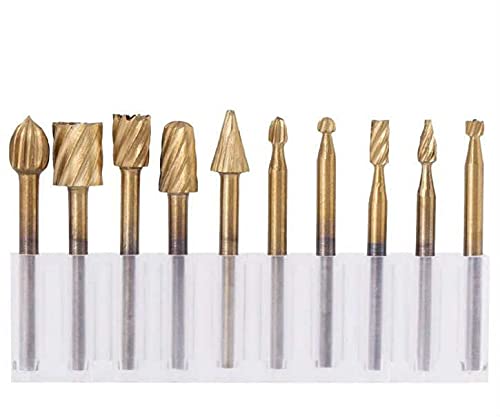 DepoLife 10 Parça Titanyum Ahşap için freze uç seti Dremel benzeri gravür makinası için Kalıpçı 3mm Şaft