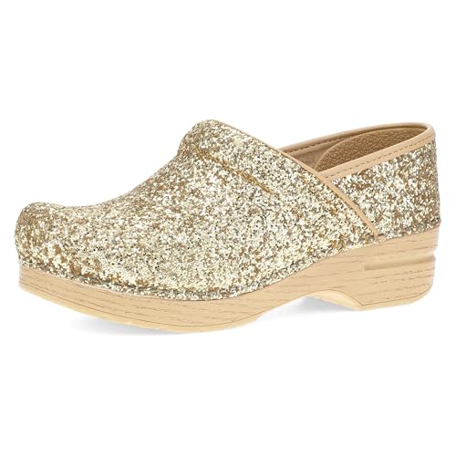 Image of Dansko Professional Glitter Slip-On Clogs for Women - Rocker Sole and Arch Support for Comfort - Shiny and Stylish Glitter Uppers