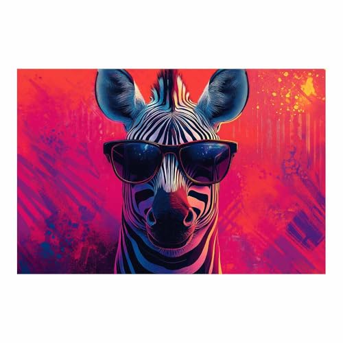 Zèbre avec lunettes de soleil noires poster toile sans cadre