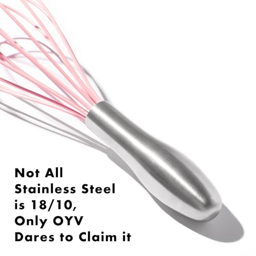 Image of OYV 10-Inch Pink Silicone Whisk, Heat Resistant 480F Kitchen Whisk with Stainless Steel Ergonomic Handle, Non-Scratch for Nonstick Cookware, Dishwasher Safe, Perfect for Blending, Cooking & Beating