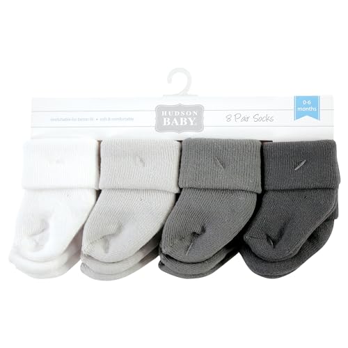 Image of Hudson Baby Baby 8-pack Cotton Rich Newborn and Terry Socks