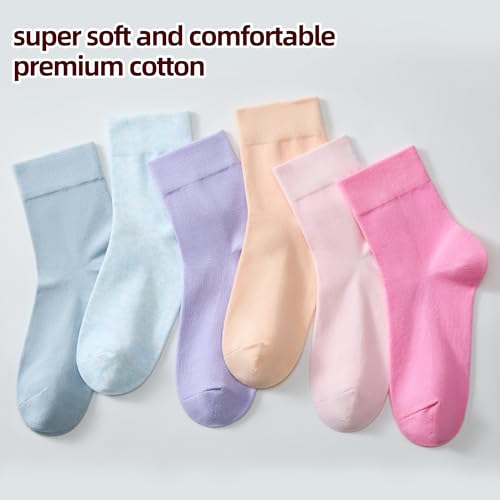 Image of ATBITER Women's Thin Cotton Crew Socks - Soft Above Ankle Bootie Casual Dress Socks 6-Pairs