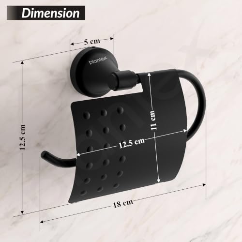 Image of Plantex 304 Grade Stainless Steel Tissue /Toilet Paper Roll Holder Stand for washroom Bathroom Accessories - Pack of 1 Niko (Black)