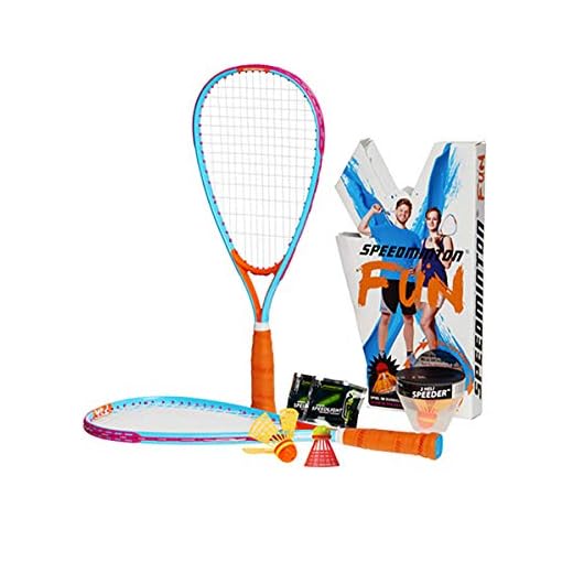 Speedminton SM01-FUN-10 FUN Set - Alternative to beach ball, spike ball, badminton, incl. 1 HELI and one FUN Speeder, perfect for the beach, park or backyard