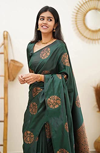 Image of StyleScope Women's Kanjivaram Banarasi Jacquard Silk Saree With Unstitched Blouse Piece (Silk Mix)
