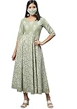 Contenu : 1 kurta rytras Vêtements ethniques Anarkali Kurta en pur coton pour femme, Vert, XL