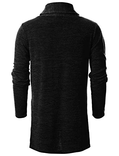 Ohoo Mens Long Sleeve Draped Lightweight Open Front Shawl Collar Longline Cardigan3
