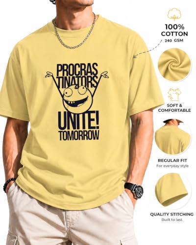 Image of Vastrio Unisex Procrastinators Unite Graphic Regular Fit Cotton T-Shirt
