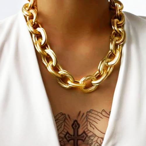 JAKAWIN Chunky Gold Choker Necklace Cuban Link Large Chain Necklaces for Women3