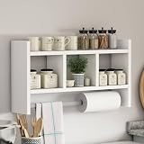 Organizador de Cozinha em MDF Branco, Porta Temperos 45cm, Compacto, com Prateleiras e Suporte para Papel Toalha, para Cozinha sinanue
