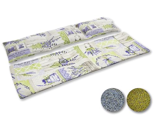 TERMOSAK Natural Thermal Pillow, with Green Soy and Lavender Seeds, 45x14, Microwave/Freezer Heat Pack, Heat/Cold Heat Pad, Very Resistant. (006, 45x14+Cover)