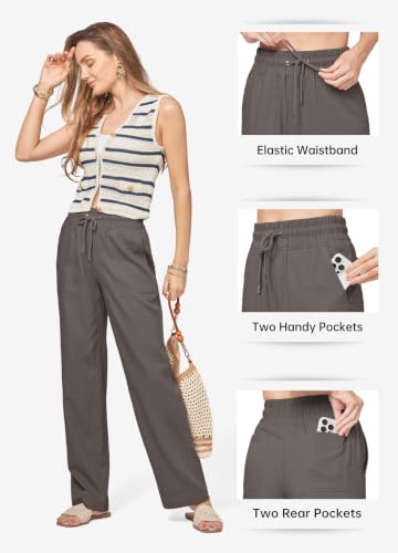 Image of Willit Women Linen Pants Wide Leg Palazzo Trousers 29 inch /31 inch / 33 inch