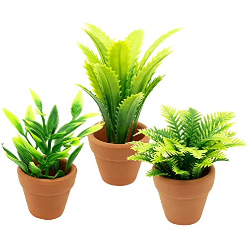 3 Pieces Miniature Potted Plant Trees Artificial 1:12 Mini Dollhouse Scene Bonsai Model Set...