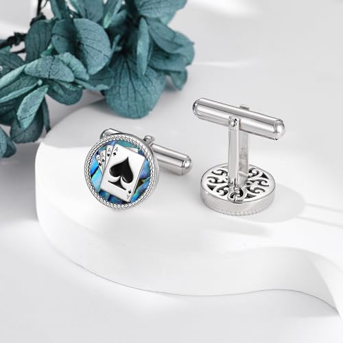 Playing Card Ace Cufflinks for Men Sterling Silver Poker Card Cuff Links Wedding Anniversary Jewelry for Father Business Tuxedo2
