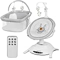 Lionelo Sdraietta Elettrica e Culla lettino BELLA SET 2in1 per Neonati, Girevole 360°, 6 Movimenti di Dondolio, 12 Melodie, Telecomando, Cinture di Sicurezza, Materasso in Schiuma T2, fino a 9kg