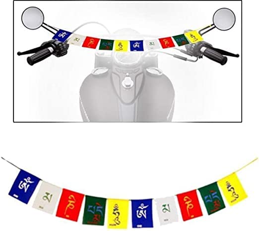 JAPSI Tibetan Buddhist Prayer Flags for Motorbike, Car,Cycle, Home (Set of 2), Medium Size, Multicolor-image-4