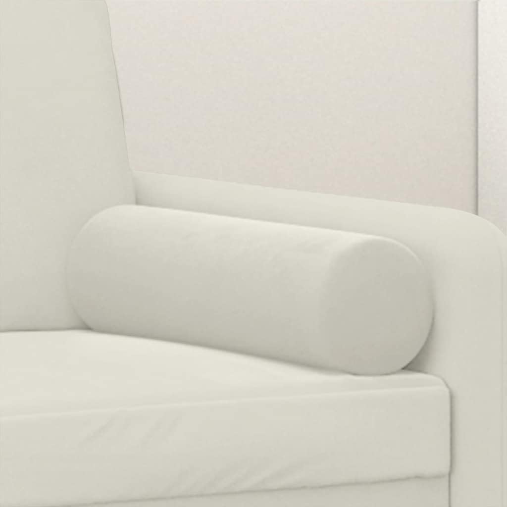 Zierkissen 2 STK. Creme Ø15x50 cm Samt Dekokissen weich flauschig mit waschbarem Kissenbezug für Sofa Couch Wohnzimmer Schlafzimmer Boho Deko