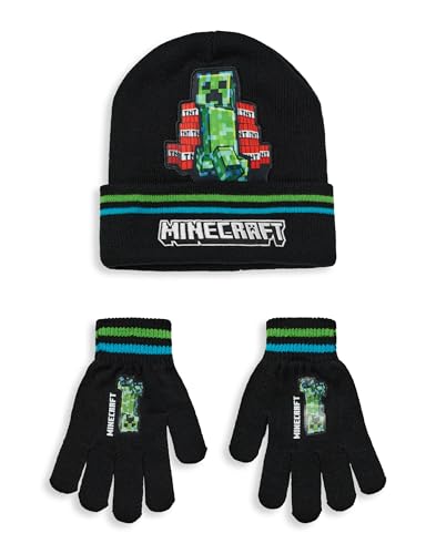 Gorro Minecraft infantil evita el frío con guantes de punto elásticos Gamer