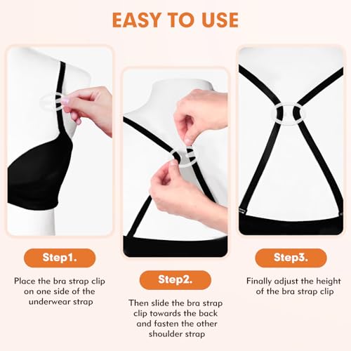 Image of Bra Clips to Make Racerback - 12Pcs Bra Strap Clips for Racerback Clear Bra Strap Holders for Slipping Woman Girl Accessories