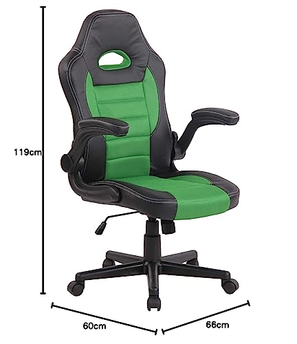 Sedia Ufficio Gaming John I Poltrona Racing in Similpelle E Rete Alto Schienale E Altezza Regolabile, Colore:Verde - Sedia gaming - Immagine 2