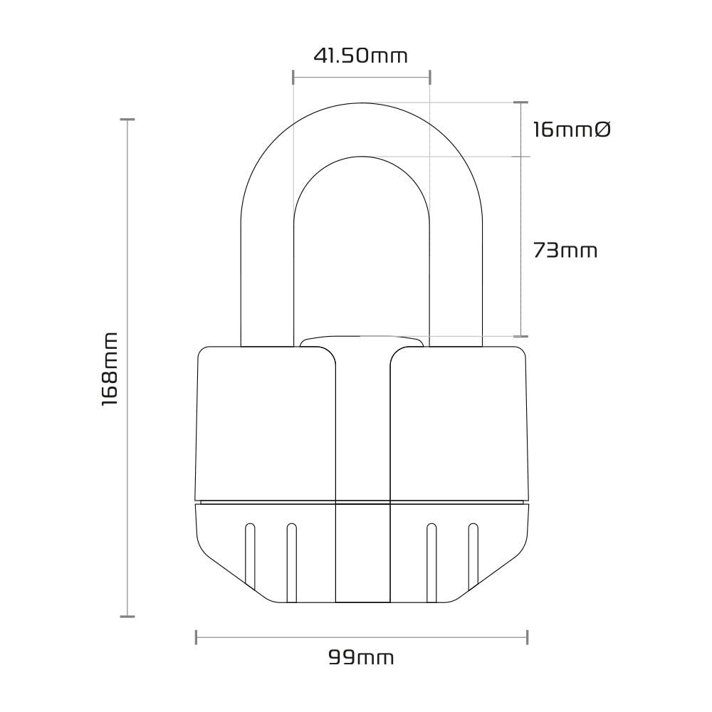 Oxford LK482 Boss Alarmschloss, 12 mm quadratische Gliederkette und 16 mm Bügel, Vorhängeschloss, Motorrad, Schwarz, 2,0 m