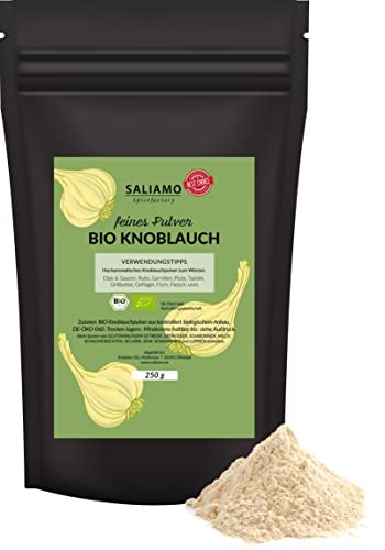 250g BIO Knoblauch getrocknet, fein gemahlen, Knoblauchpulver ohne Zusatzstoffe, volles Aroma für...