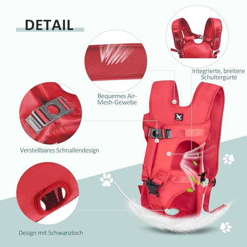 ALLSOPETS Hunderucksack für Mittlere Hunde, Verstellbar und Leicht, Ideal zum Wandern, Radfahren, Reisen und Camping (Feuriges Rot, L)