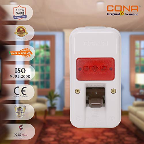 Image of CONA 2381 ISI Mark Gold Surface D.P. Switch 32 Amperes with Indicator 240V Milky White Heavy Duty Double Pole switch (Single Pack)|D.P. Switch Surface|Electricial part|Durable D.P Surface, Large