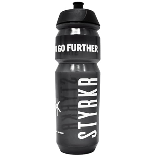 Amazon STYRKR Sports Water Bottle 750ml Cycling Water Bottle in Clear Transparent Black - Squeezable, Wide Mouth & Easy Clean - Bike, Sports or Gym #ad