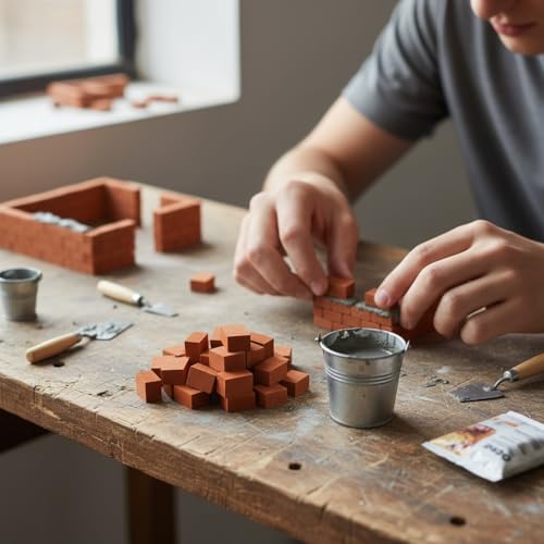 Image of Little Birdie MDF Foundation Bricks W16 X H21 X D 12 mm (100pcs) | Realistic Miniature Bricks for Model Homes and DIY Projects