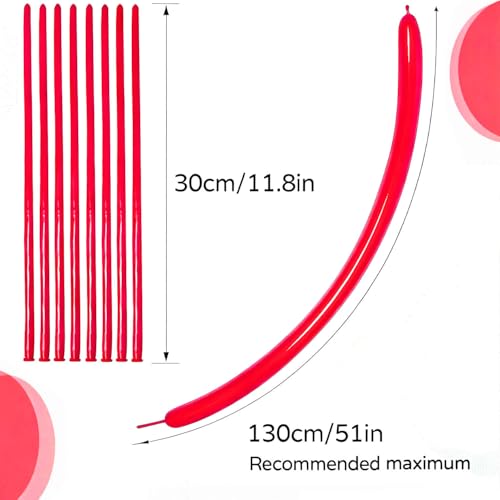 Image of 260 Red Long Balloons for Balloon Garland Thickening Skinny Latex Twisting Animals Modeling Christmas Birthday Wedding Party Festival Decorations 100pcs