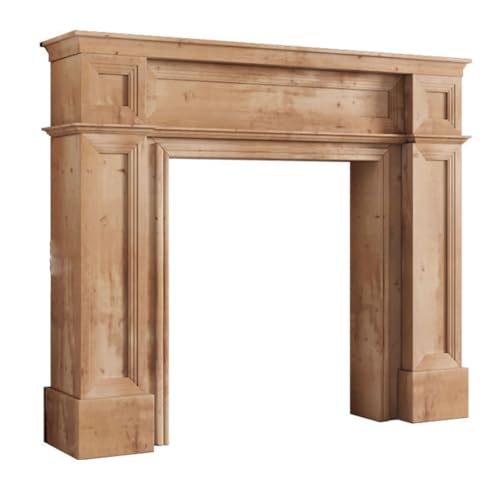 Image of Modern Simple Fireplace Surround, Wooden Home Decorative Cabinet Mantel Surround, Decorative Fireplace Shelf, Traditional Wood Console-Table, Rectangular Entryway Table,Brown,Small