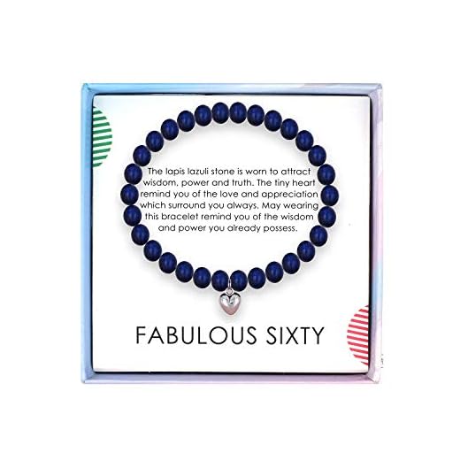 SOLINFOR 60th Birthday Gifts for Women - Lapis Lazuli Beads Bracelet - 60 Years Old Jewelry Gift Idea for Her