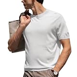 [Zon Smaids] トップス サマー ニット セーター シャツ ラウンド U ネック 半袖 5分 袖 カットソー メンズ (ホワイト, 3XL)