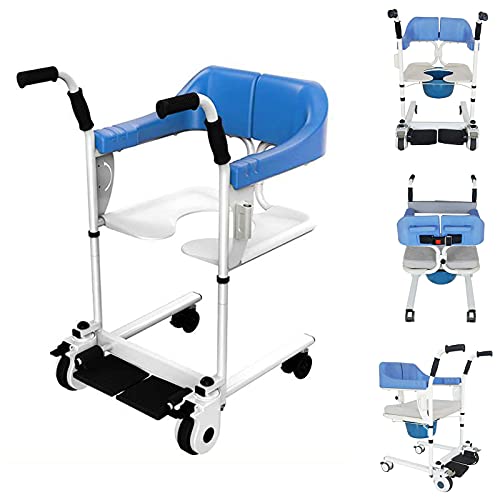 Lift Wheelchair, Multifunctional Height Adjustable Wheelchair with Double Safe Buckle&Safety Straps for Travel Toileting Bathing