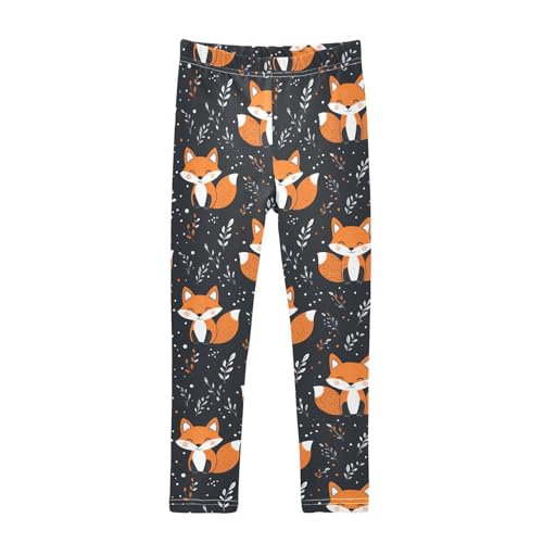 Fox Leaf Girls Casual Leggings for Kids Printed Long Pant Bottoms Stretch and Soft