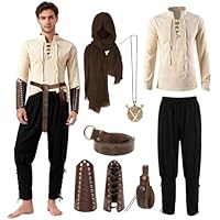 Juego de disfraz renacentista de 8 piezas para hombre, ropa
