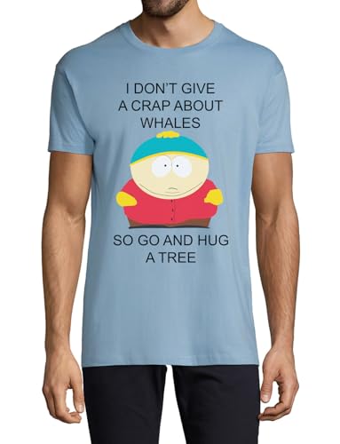 T-shirt homme bleu clair en coton col rond Whales go and Hug a Tree
