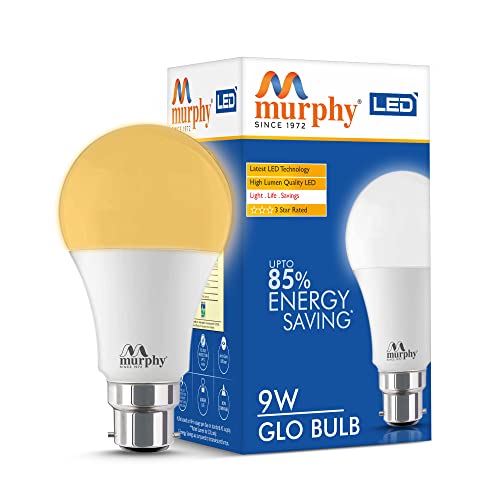 Image of Murphy 9W B22D BEE 3 Star Rated LED Golden Yellow (Warm White) Bulb, Pack of 2 (GLO)