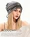 AWAYTR Slouchy Beanie Hat for Women - Retro Turban Hat with Metal Butterfly Beads Skull Caps Vintage Y2K Fashion Style (Tie Dyed Gray)