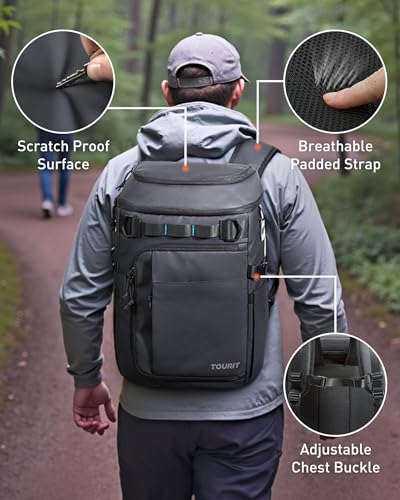TOURIT 38-Can Cooler Backpack — 28L Insulated Backpack, Black — view 7
