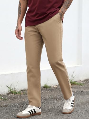 Image of Bewakoof Men's 100% Cotton Solid Regular Fit Trousers | Pant for man | Chinos pants for men | Men trousers | Casual Pants for Men | Trousers for man | Men's Regular Casual Pants | Cotton Pant for Men | Everyday Casual | Utility Streetwear | Lightweight & Flexible