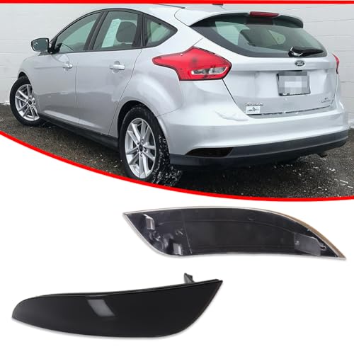 Image of Smoked Lens Rear Bumper Reflector Light Housings Assembly Compatible with 2015 2016 2017 2018 Ford Focus Hatchback